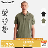 添柏岚（Timberland）官方男款短袖POLO衫夏季水洗棉休闲通勤|A6R29 A6R29590/卡塞尔绿色 M (175/100A)
