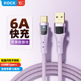 ROCK苹果充电线USB转type-c数据线6A快充车载iPhone17/16/15ProMax平板笔记本华为荣耀小米紫