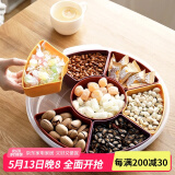 家の物语（KATEI STORY）日本进口分格干果盘过年干果盒零食坚果客厅水果盘糖果盒带盖瓜子 果盘干果盘 圆形7格【1个装】