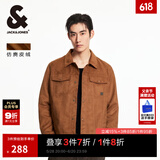 杰克·琼斯（JACK&JONES）25年男装外套男年春秋仿麂皮上衣翻领夹克男轻商务休闲外套高档 E10深棕色 M