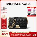 MICHAEL KORS礼物轻奢MK女包SLOAN皮质链条单肩斜挎包小号黑色/金色