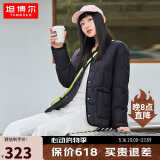 坦博尔羽绒服女短款翻领韩版宽松女士灯芯绒外套TD236266 黑色 170 