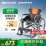 鱼跃(yuwell)手动轮椅车H062C铝合金免充气减震轻便手动可折叠老人
