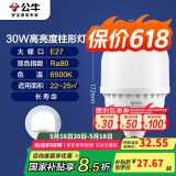 公牛（BULL）LED灯泡高亮柱形灯厂房车间商超食堂 30W球泡白光6500KE27螺口