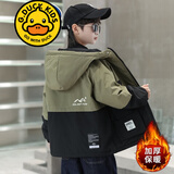 G.DUCKKIDS品牌童装男童加绒外套秋冬款加厚儿童保暖派克服男孩冬季外穿衣服 军绿色 140