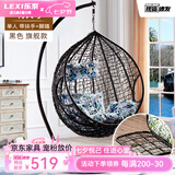 乐系（LEXI） 吊椅双人鸟巢秋千吊篮家用室内阳台吊兰户外吊床藤椅摇篮椅躺椅 单人黑色细藤加大号+脚踏 静音款