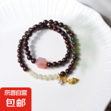 印度小叶紫檀双圈手串和田玉高油高密文玩佛珠饰品男女情侣款6mm 印度小叶紫檀+和田玉6mm（女款）