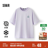 森马（Semir）【多彩凉感T】短袖t恤女夏中长款宽松舒适刺绣上衣109324100007