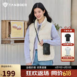 坦博尔羽绒服马甲女立领宽松外搭短款羽绒背心外套TD236006 小香白 165