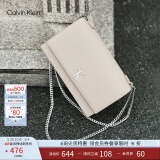 Calvin Klein小众单肩包礼物荔枝纹包包金属搭扣链条翻盖CK女包斜挎包DH2806 GTR-牛乳白 OS