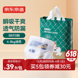 京东京造婴儿纸尿裤 尿不湿 Cloud云柔纸尿裤S码58片 柔软大吸量