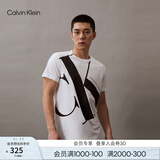 Calvin Klein Jeans夏季男女情侣中性ck纯棉醒目大字母印花圆领短袖T恤J318471 YAF-白色 S （推荐120-135斤）