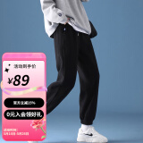 婧麒孕妇裤秋冬外穿休闲运动裤子孕妇大码运动长裤卫裤春秋冬季孕妈装 黑色-春秋款不加绒 XXXL