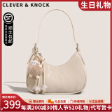 CLEVER KNOCK官网CK包包女包轻奢女士月牙包腋下单肩斜跨包百搭情人节520礼物 杏色【送女友送老婆送妈妈】