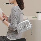 妙迪高级质感百搭单肩斜挎包牛皮女包通勤链条小方包生日礼物