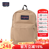 JANSPORT杰斯伯书包轻便双肩包男女26L旅行包简约背包电脑包学生校园 4QUE7R5奶咖/卡其色-侧袋+隔层