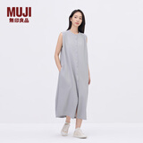 无印良品（MUJI）IDEE 女式 平纹 无袖连衣裙 女装裙子25年夏季 连身裙 GA44CC5S 烟熏绿色 L (165/88A)