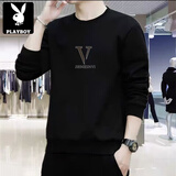 花花公子卫衣男士春秋季宽松圆领长袖T恤打底衫休闲上衣秋冬男装加绒保暖 yjkdg春秋款卫衣T52(黑色) 常规 3XL 158-175斤