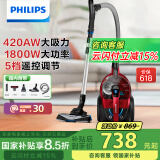 飞利浦（PHILIPS）卧式吸尘器家用清洁机强劲大功率大吸力吸灰吸尘吸螨虫除螨宠物家庭适用FC9735/81 母亲节礼物