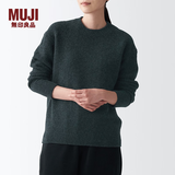 无印良品 MUJI 女式 含牦牛绒骆驼绒圆领毛衣 长袖针织衫秋 冬季 深灰色 XS -S(155/80A)