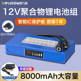 德力普（Delipow）12v锂电池大容量锂离子聚合物锂电池组带显示屏移动电源太阳能灯音响监控设备24V可充电方形电池 12V 8000毫安【带显示器+送2A充电器】
