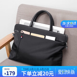 蔻一（Cnoles）男士手提包休闲公文包商务通勤单肩斜挎14英寸笔记本电脑包生日礼物送爸爸男朋友老公实用 黑色