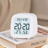 汉时（Hense）多功能电子小闹钟家用客厅卧室小台钟学生宿舍起床神器床头钟表时钟HA2306 白色