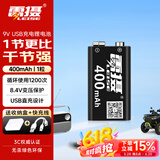 雷摄（LEISE）充电电池 九伏/Type-C充电锂电池400mAh (1节) 大容量适用:万用表/玩具遥控器/烟感探测器 USB-9V 