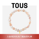 TOUS 桃丝熊925银粉色石榴石珍珠手链手串女生礼物情侣礼物叠戴 橘粉色