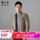 雅戈尔（YOUNGOR）单夹克男立领单茄克锦纶耐穿舒适透气男士上衣外套 VJJK409947YQA卡其 L 175/96A