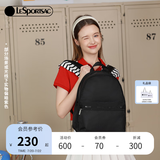 Lesportsac乐播诗简约纯色包包女包双肩包新学期初高中学生书包送女生礼物 黑色【实物偏紫色】