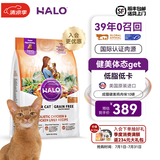 自然光环Halo【成猫健美】猫粮成猫进口无谷主粮大袋宠物成年减肥干粮蓝猫 鸡肉味10磅/4.5kg（效期26.06起) 下单抽奖·满赠好礼~详情请入会
