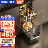 悍高（HIGOLD）拉篮304不锈钢厨房橱柜双层调味篮带阻尼导轨 250柜2层-L系列调味篮