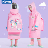 KEYRU儿童雨衣小学生幼儿园带书包位全身防水加长男童女童雨衣雨披