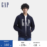 GAP男女装秋季款印花字母logo抓绒连帽卫衣休闲外套660128