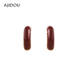 AJIDOU阿吉豆耳钉复古金红拼接耳圈生日礼物送女友轻奢小众高级感耳环