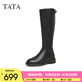他她（TATA）超模靴骑士靴大筒围长靴休闲加绒女靴子秋冬新款7TGA1DG4 7TGA1D星耀黑（单里） 40