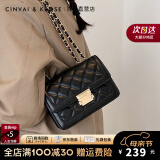 CinvaiKrose【克拉拉同款】官网包包女包2025最新款斜挎包单肩包母亲节礼物 菱格黑CK女包生日礼物送女友