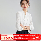 欧莎（OSA）春秋2025年新款白色OL职业衬衫女设计感长袖雪纺衬衣上衣 白色 XL