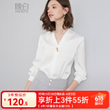 晚白高级感法式白衬衫女2025春款时尚洋气小衫通勤百搭雪纺衬衣上衣 白色 L