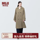 无印良品（MUJI）女式 不易沾水 双排扣大衣外套女款风衣春季外衣女装女士BDE33C4S 米色 L （165/88A）