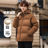 雪中飞25年秋冬新款羽绒服男女短款连帽时尚面包服90绒拼色加厚保暖外套