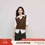 茵曼（INMAN）针织马甲女老钱风V领薄2025春冬女装新款学院风内搭毛衣上 浅咖色 M