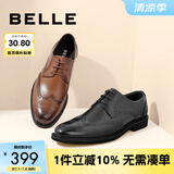 百丽男士通勤商务皮鞋秋季布洛克雕花真皮正装鞋婚鞋A0588CM1 黑色 43 (265mm)