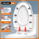 松鲸马桶盖通用加厚坐便器盖子家用抗断老式抽水马桶座圈配件轻音盖板 V型【加厚带提手】