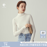 范思蓝恩范思蓝恩204303半高领打底衫女秋冬百搭修身针织上衣紧身内搭毛衣 奶白色  M