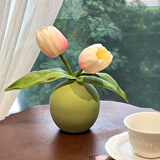 京东鲜花郁金香仿真花假花花瓶陶瓷餐桌高级感逼真花艺卧室玄关装饰摆件