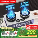半球【补贴20%】燃气灶一级能效煤气灶双灶铜火盖猛火家用5.2kw大火力嵌入式台式灶具易清洁 【店长推荐】【鸳鸯九腔猛火】不锈钢面板 【智能定时 【20Y】液化气