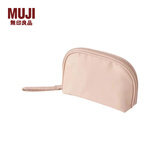 无印良品（MUJI） 聚酯纤维化妆包 收纳包便携式 小化妆包 洗漱包收纳袋 居家旅行 宽口/13*9*4cm/粉米色