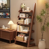 少城客全实木书架家用落地置物架客厅多层书本收纳架卧室靠墙梯形展示架 胡桃色-59cm【送货上门】